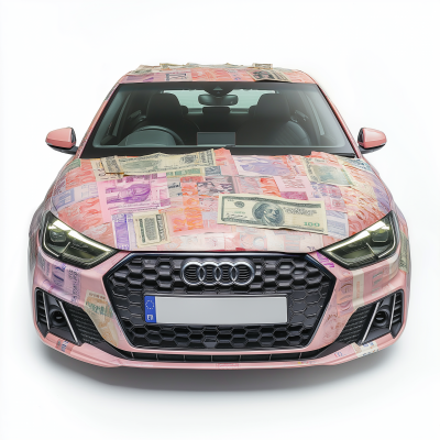 Audi A1 Covered in Pound Notes