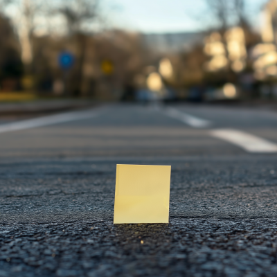 Sticky Note on the Road