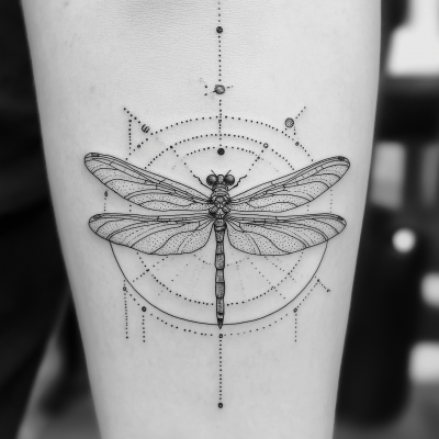 Geometric Dragonfly Tattoo