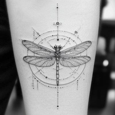 Geometric Dragonfly Tattoo Design