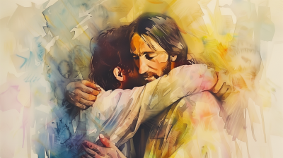Jesus Hugging a Man