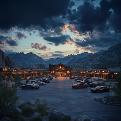 Modern Rustic Ranch Hotel at Dawn