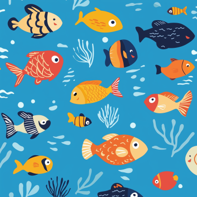 Colorful Fish Patterns in Blue Sea