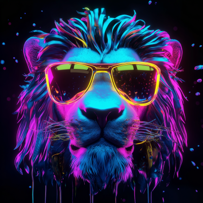 Neon Lion Head