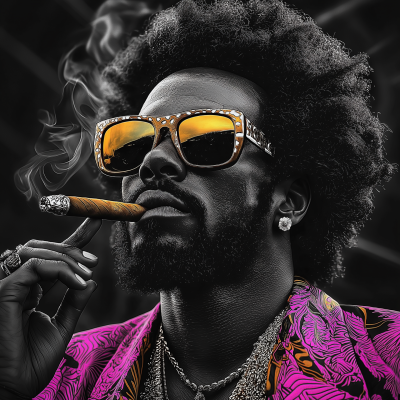 Man with Afro and Cigar