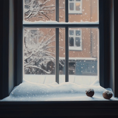 Snowy Windowsill View