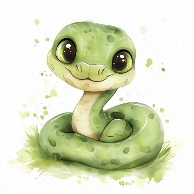 Cute Baby Snake Illustration