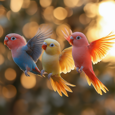 Small Parrots in Flight