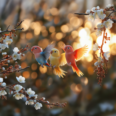 Small Parrots in Flight