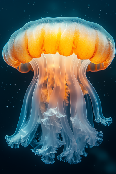 Glowing Orange Jellyfish