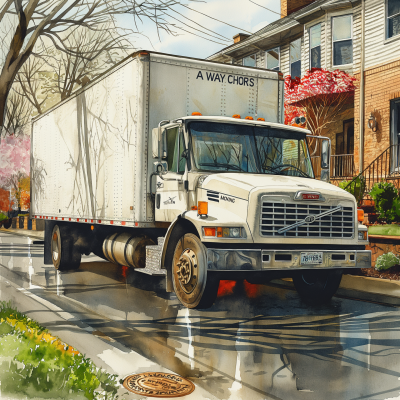 Moving Truck in Neighborhood