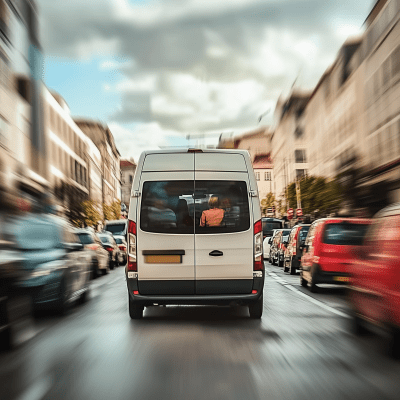 White Van on Portugal Streets