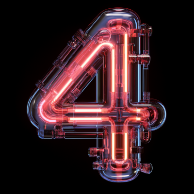 Futuristic Neon Number Four