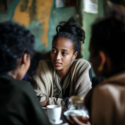 Contemplative Moment in a Cafe