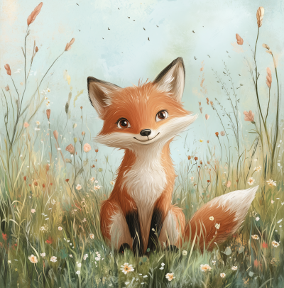 Whimsical Fox in the Meadow