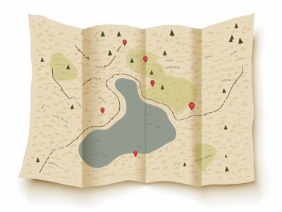 Hiking Map with a Lake