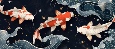 Cutesy Koi Fish Illustration