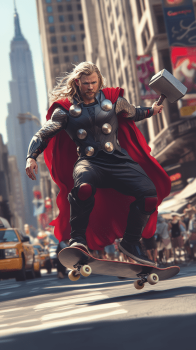 Thor Skateboarding in NYC