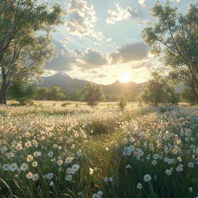 Cinematic Meadow with Pampas