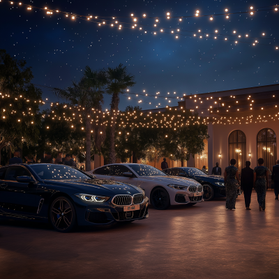 Luxury BMW Lineup at Night