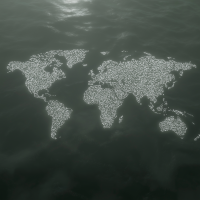 Glowing Particle World Map