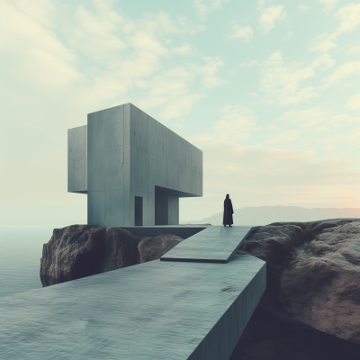 Lonely Figure on a Cliff