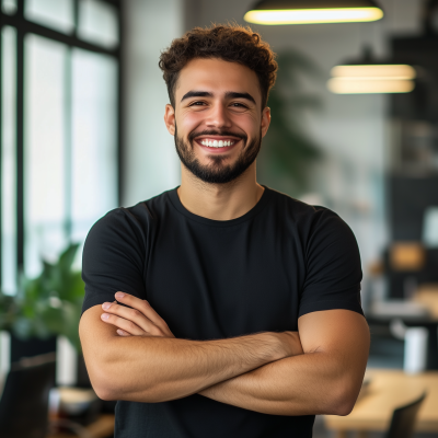 Smiling Tech Guy in Office