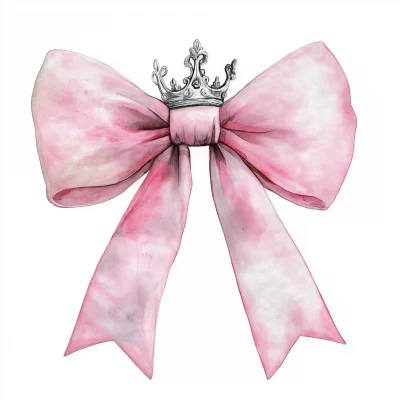 Pink Bow with Witches Crown