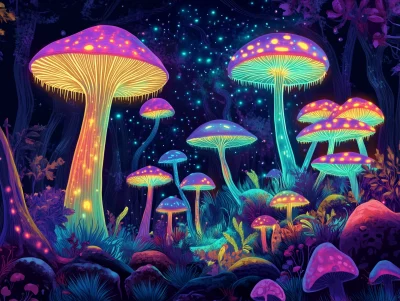 Psychedelic Mushroom Forest