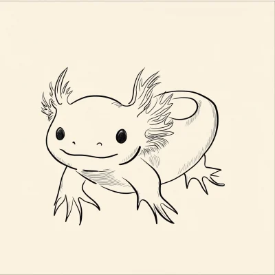 Minimalist Axolotl Drawing