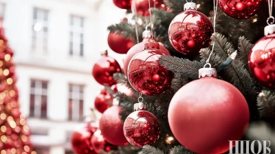 Close Up of Red Christmas Bulbs