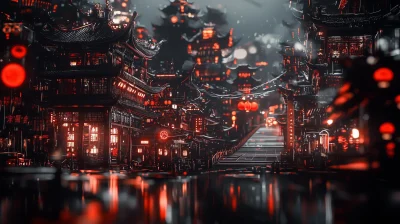 Steampunk City at Night