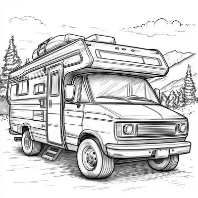 Cheerful RV Coloring Page