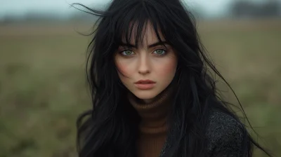 Portrait of a Young Woman in Countryside