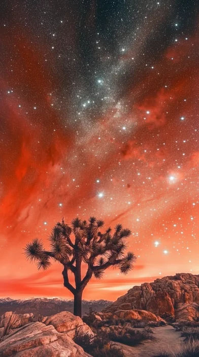 Epic Joshua Tree Under Starry Sky