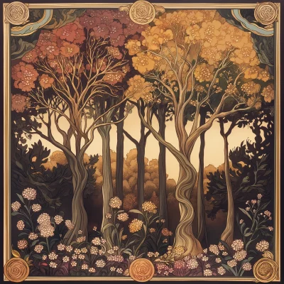 Art Nouveau Trees and Flowers