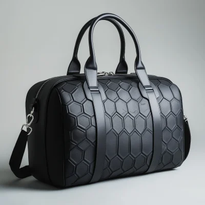 Luxurious Black Leather Travel Bag