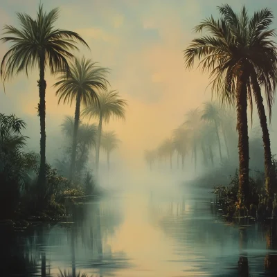 Foggy Morning at Egyptian Oasis