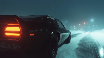 Astronaut Driver in Snowy Landscape