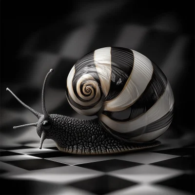 Stylized Black and White Snail