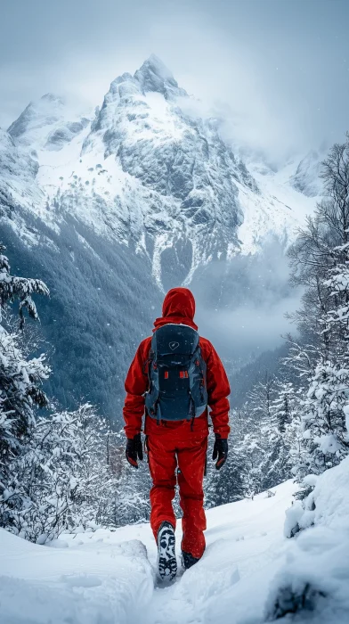 Man Walking in Snow Storm