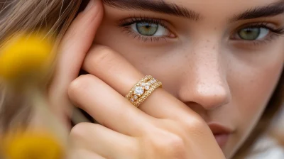 Golden Ring with Diamonds