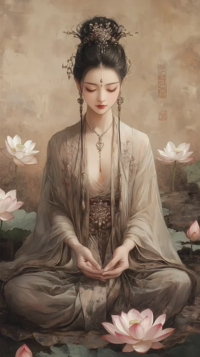 Elegant Woman in Lotus Pose