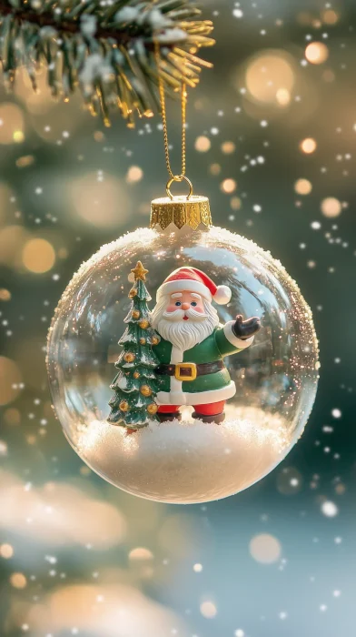 Miniature Santa in Christmas Ball