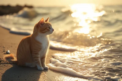 Cat on the Beach