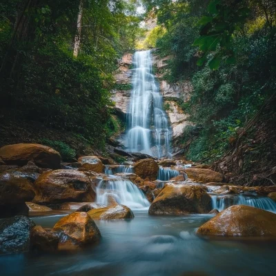 Serene Forest Waterfall