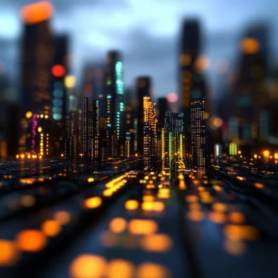 Futuristic Binary Code City