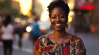 Cheerful Woman in Urban Setting