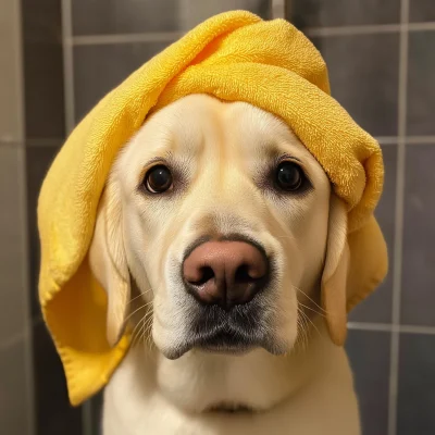 Labrador with Towel