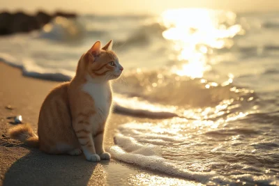 Cat at the Beach